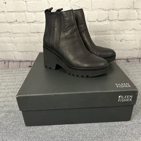 EILEEN FISHER -  Kat LT Chunky Leather Bootie - Picture 3 of 9